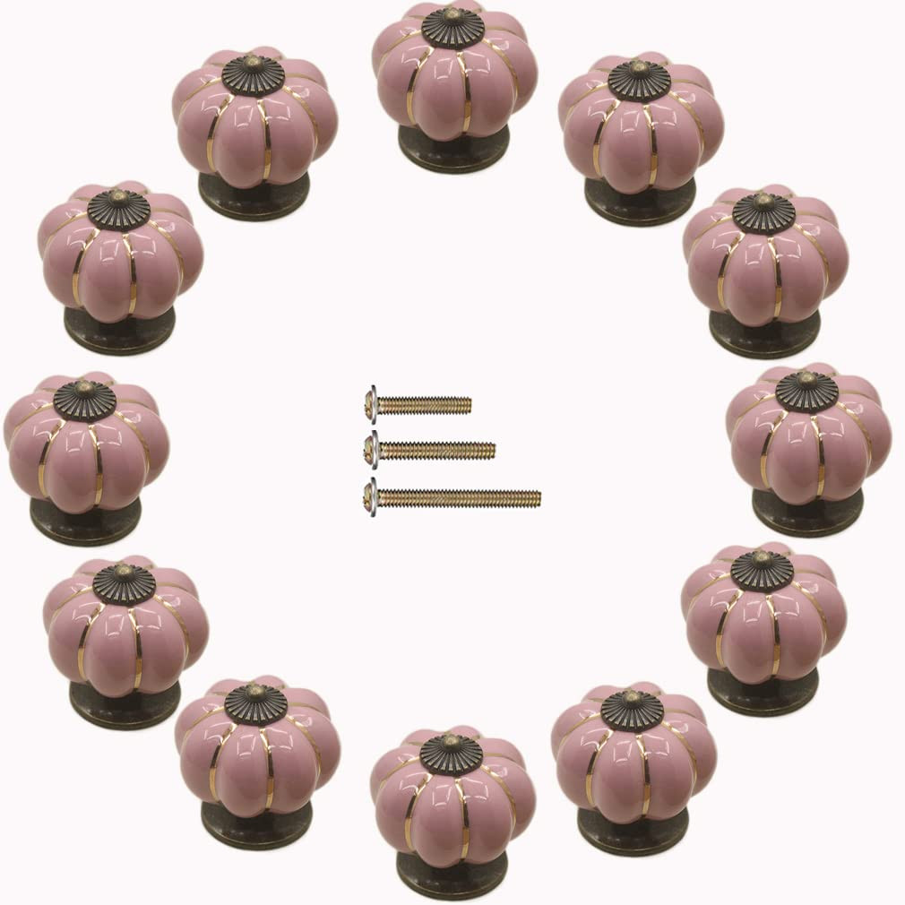 Yusheng 12 Pack Vintage Ceramic Pumpkin Cabinet Knobs, Kitchen Cabinet Drawers Dresser Cupboard P... | Amazon (US)