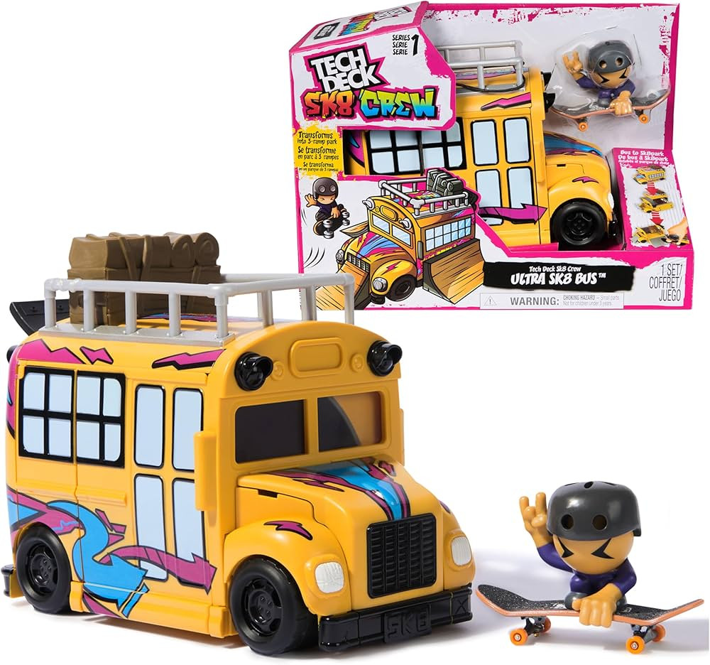 TECH DECK Sk8 Crew 2-in-1 Transforming Ultra Sk8 Bus & Storage with Fingerboard & Figure, Collect... | Amazon (US)