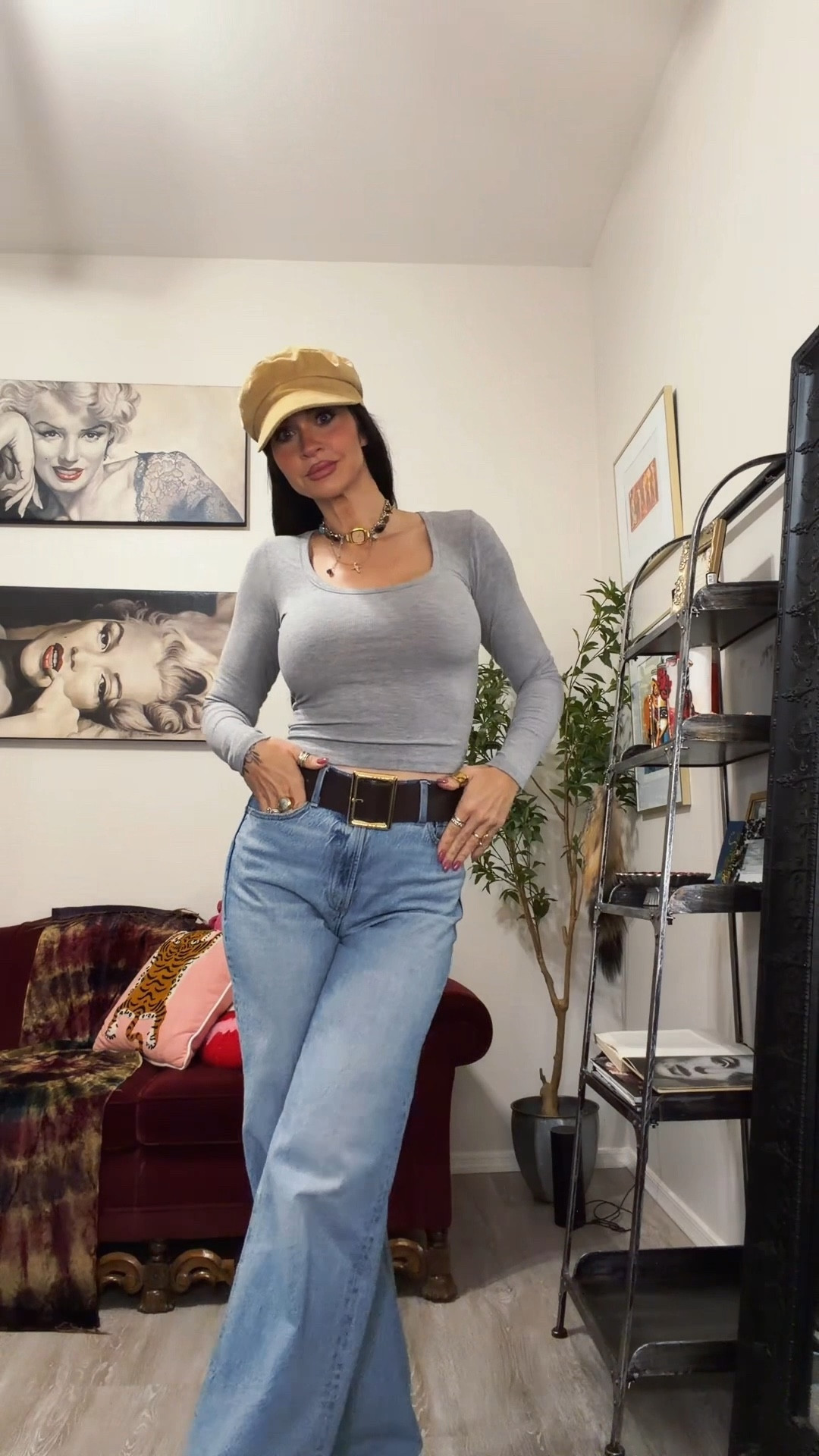 Casual outfit for work today
These long sleeved tops come in so many colors and are so soft and stretchy and comfy. TTS

@Pistola Denim 
Women’s jeans
Women’s denim
Women’s wide belt
Thick belt
