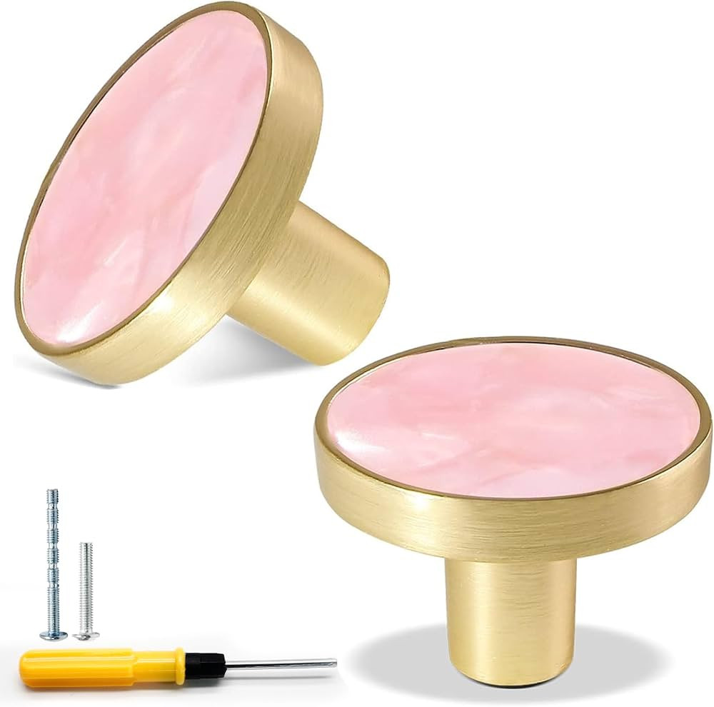 2 Pack Gold Knobs for Dresser Drawers, Brass Dresser Knobs Round Cabinet Knobs for Kitchen Cabine... | Amazon (US)
