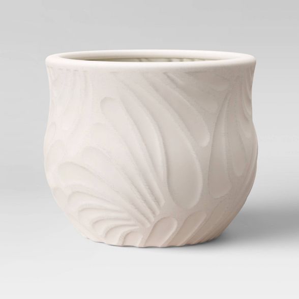 10" Stoneware Carved Floral Planter White - Opalhouse™ | Target