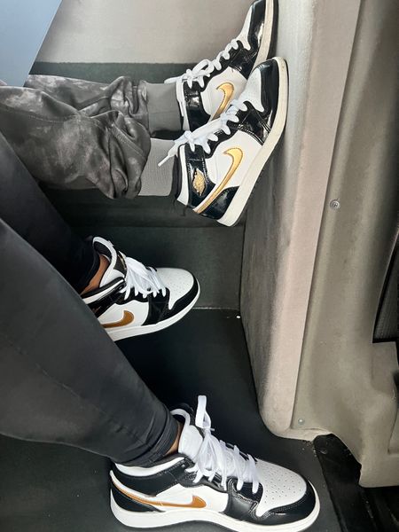 Gold and Black Patent Leather Jordan 1’s for the family! These can be dressed up or down, the metallic and patent make this kick pop! 

#LTKfamily #LTKstyletip