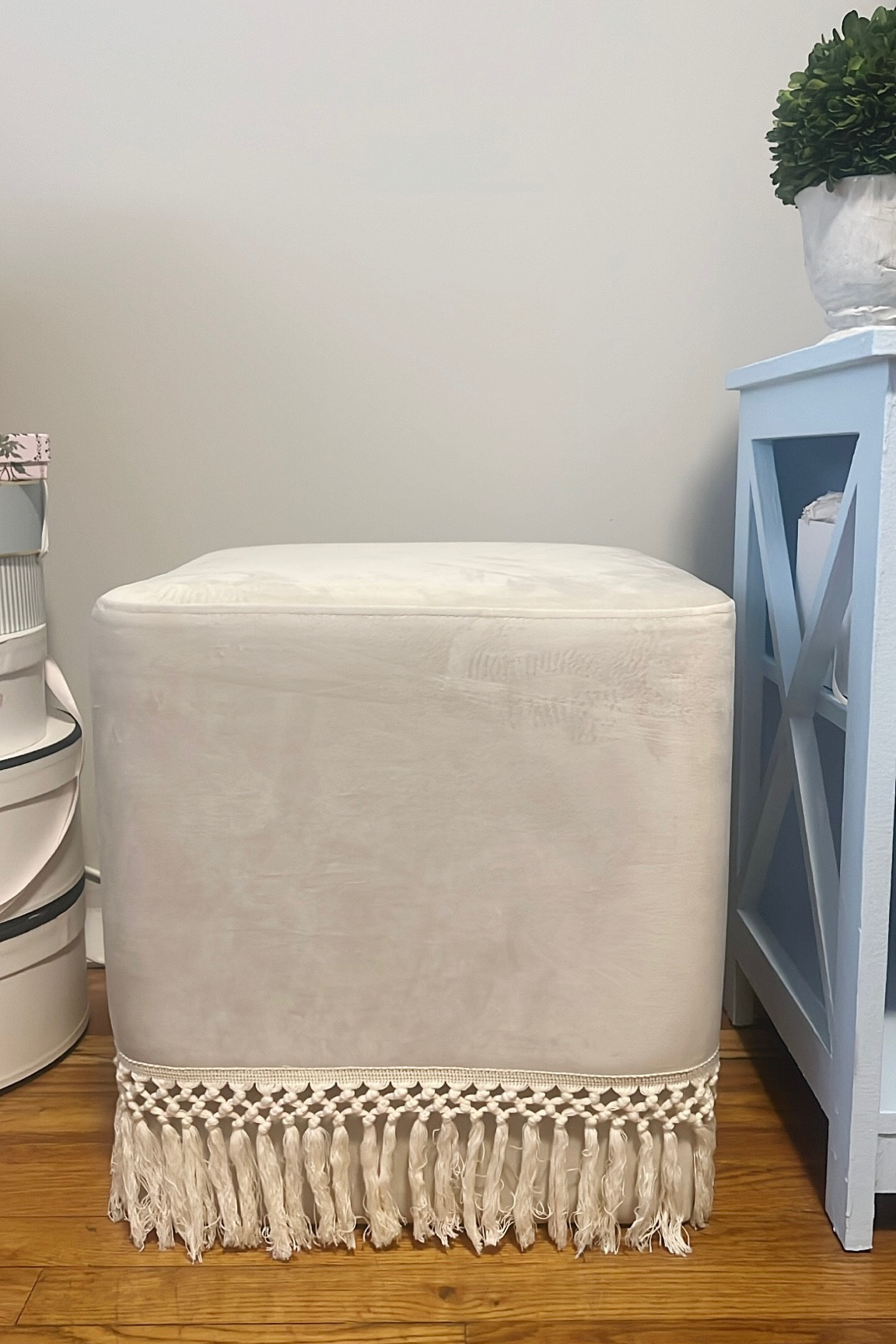 Fringe ottoman. Ivory ottoman. Target home.
* ottoman keeps going in and out of stock. Set a reminder for when it comes back.  
.
.
.
… 

#LTKfindsunder100 #LTKhome #LTKsalealert