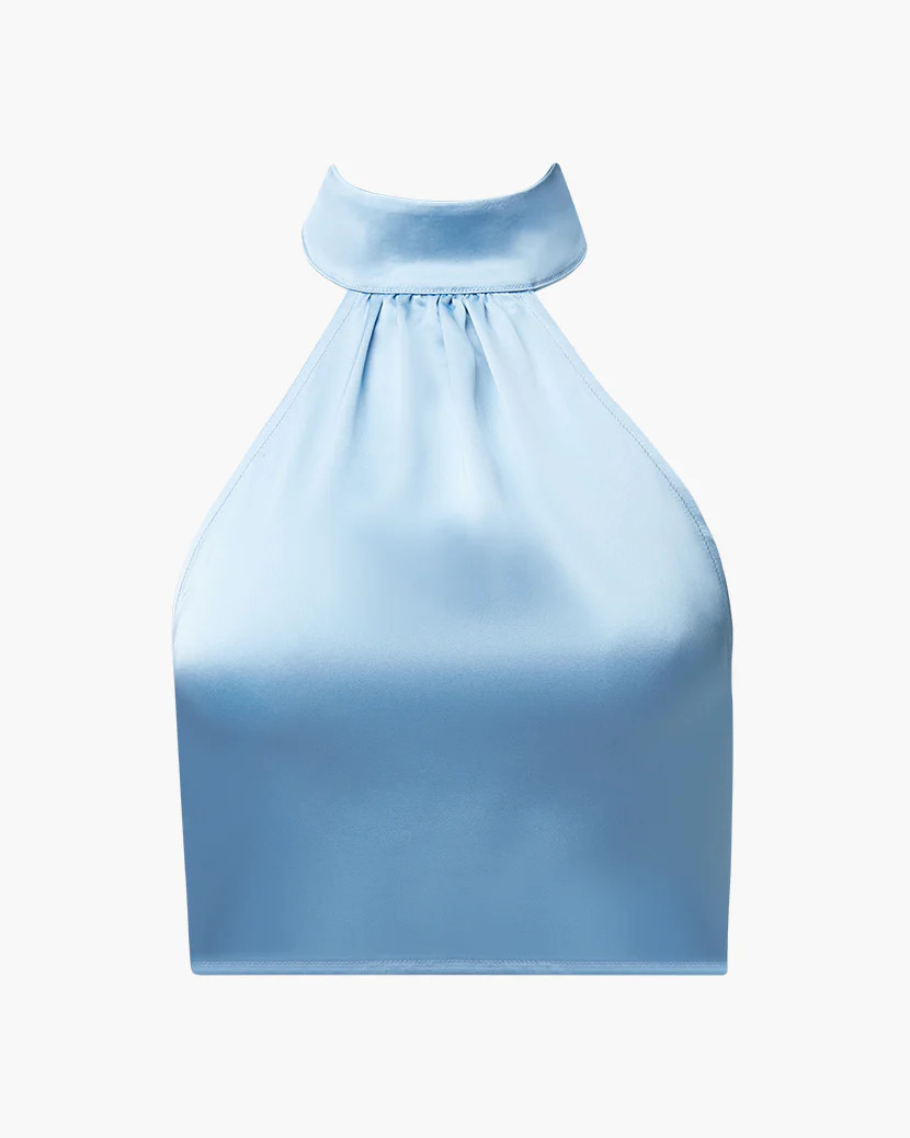 Halter Satin Charmeuse Top - Airy Blue S | We Wore What