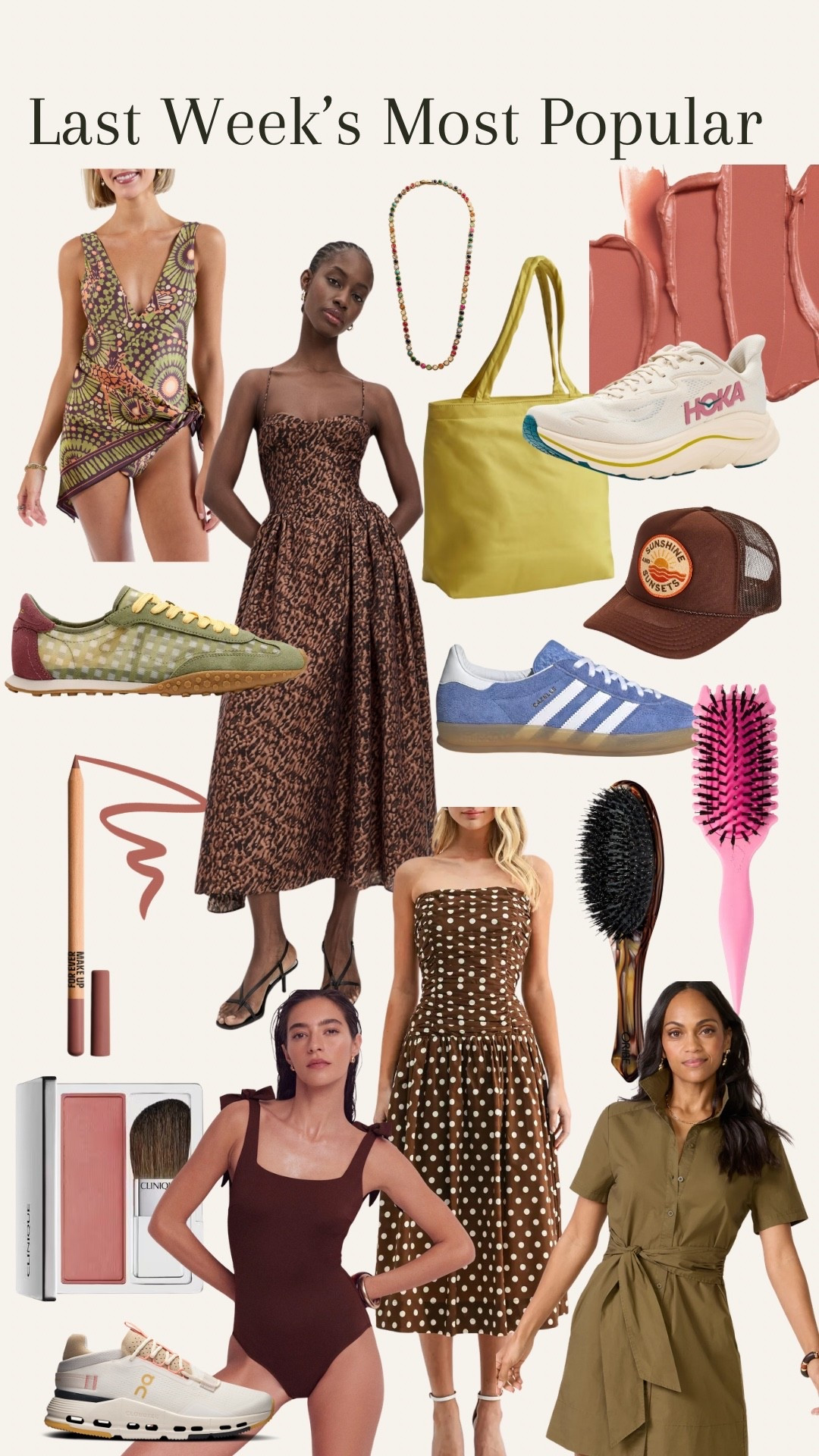 Last weeks most popular, Hoka Clifton, On, autumn trucker hat, work bag, tote bags, chartreuse, wedding guest dress, brown polka dot dress, mom swim suit, autumn swim suit, one piece, tie strap bow swim suit, dark brown swim suit, autumn make up, autumn blush, brown eyeliner, autumn lipstick, warm pink lipstick, nude lipstick, detangler brush, Oribe brush, midsize, size 8, outfit ideas, mom outfits, teacher outfits, budget

Tur autumn, soft autumn, dark autumn, house of colour autumn, hocautumn, color analysis

#LTKMidsize #LTKmomlife #LTKSaleAlert