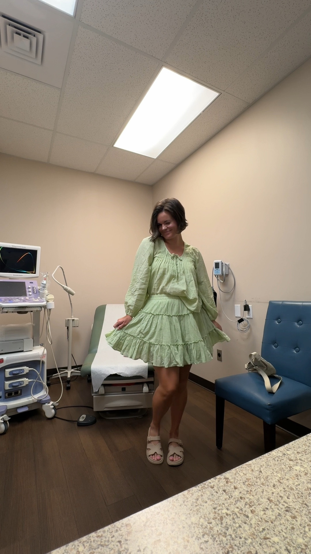 OOTD for my ultrasound today 🥹🌸 wearing a medium in the top and large in the skort. Love this outfit SO MUCH!