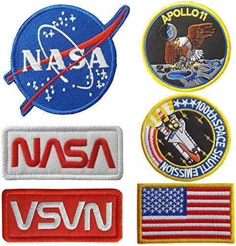 Lightbird NASA Patches 6 Pieces,Embroidered Iron On/Sew On Space Patches,US Flag Patch (Iron on/H... | Amazon (US)