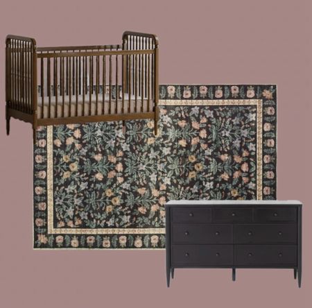 Moody Nursery 
Crib
Dresser
Area rug
Floral rugg

#LTKHome