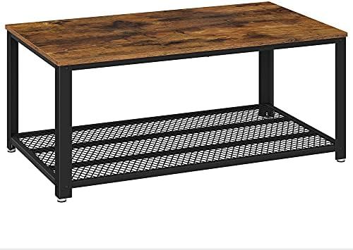 VASAGLE Industrial Coffee Table with Storage Shelf for Living Room, Wood Look Accent Furniture wi... | Amazon (US)