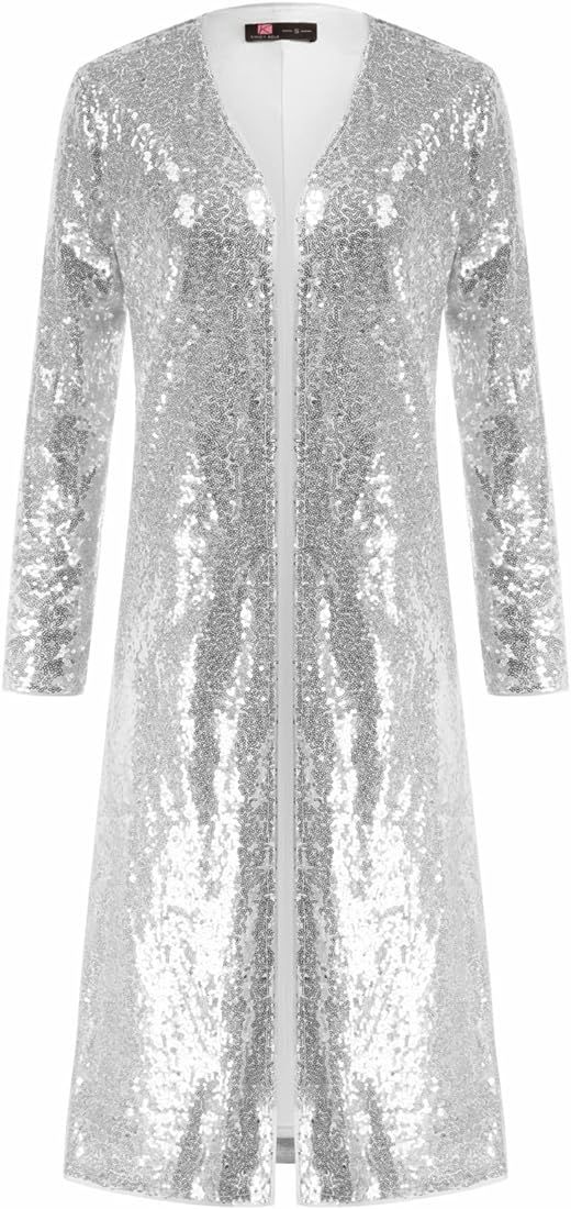 KANCY KOLE Women Sequin Cardigan Long Sleeve Open Front Jacket Blazers for Holiday Christmas | Amazon (US)