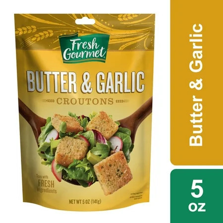Fresh Gourmet Butter Garlic Regular Croutons, Resealable Bag, 5oz Ready-To-Eat | Walmart (US)