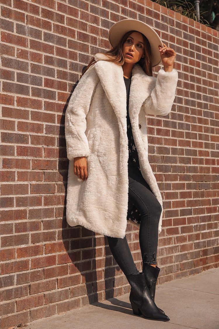 Stepping Out in Style Cream Faux Fur Long Coat | Lulus (US)