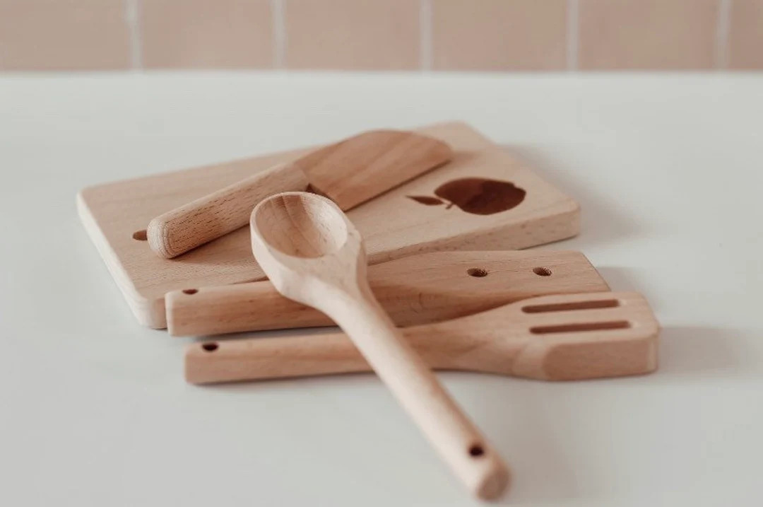 Wooden Play Kitchen Utensils Set - Etsy | Etsy (US)