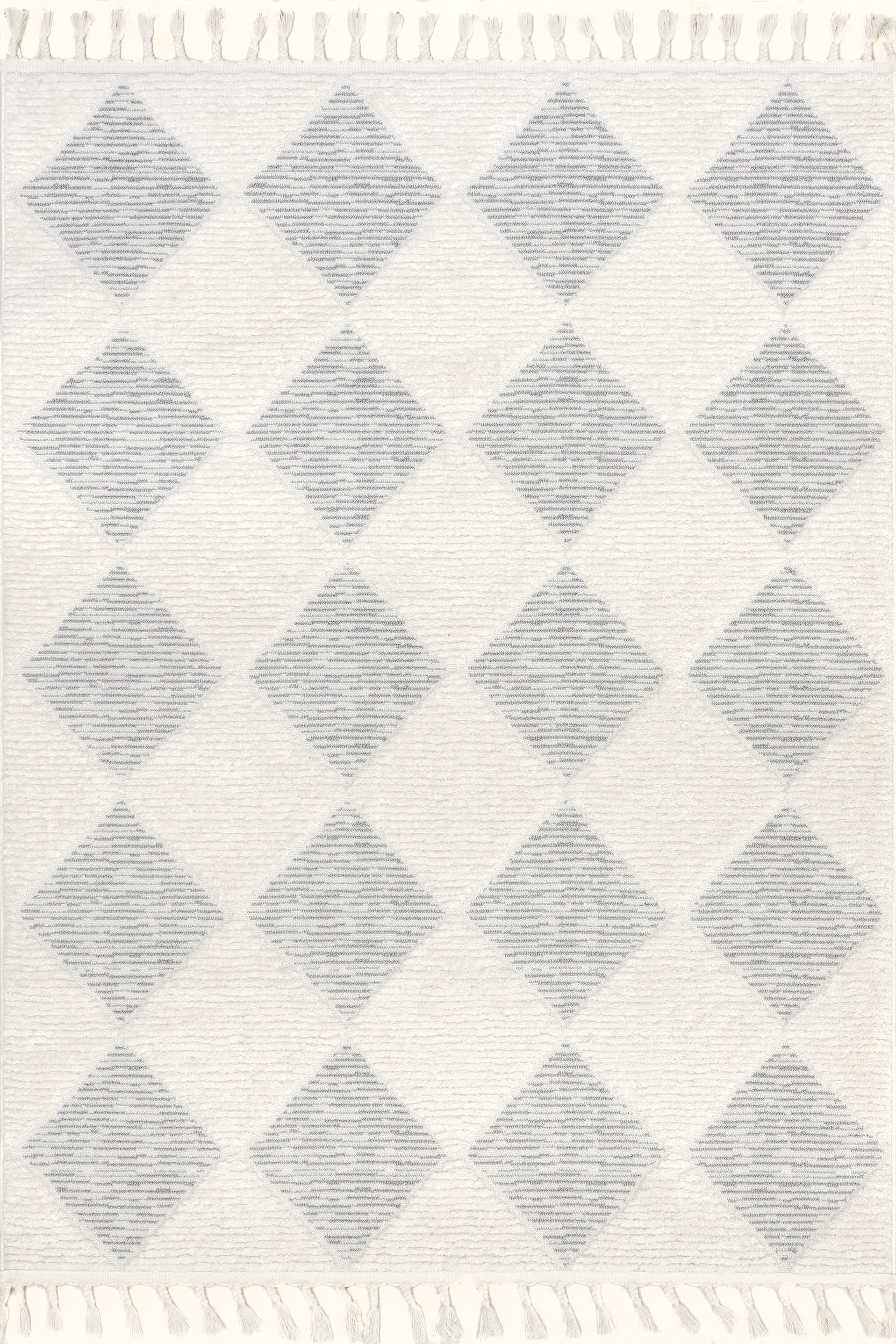 Off White Aylin Diamond Tasseled 7' 10"" x 10' rug | Rugs USA