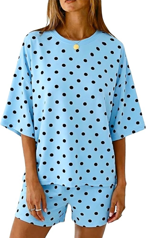 Tankaneo Womens Pajama Sets 3/4 Sleeve Oversized Tops & Loose Fit Shorts Lounge Set with Pockets ... | Amazon (US)