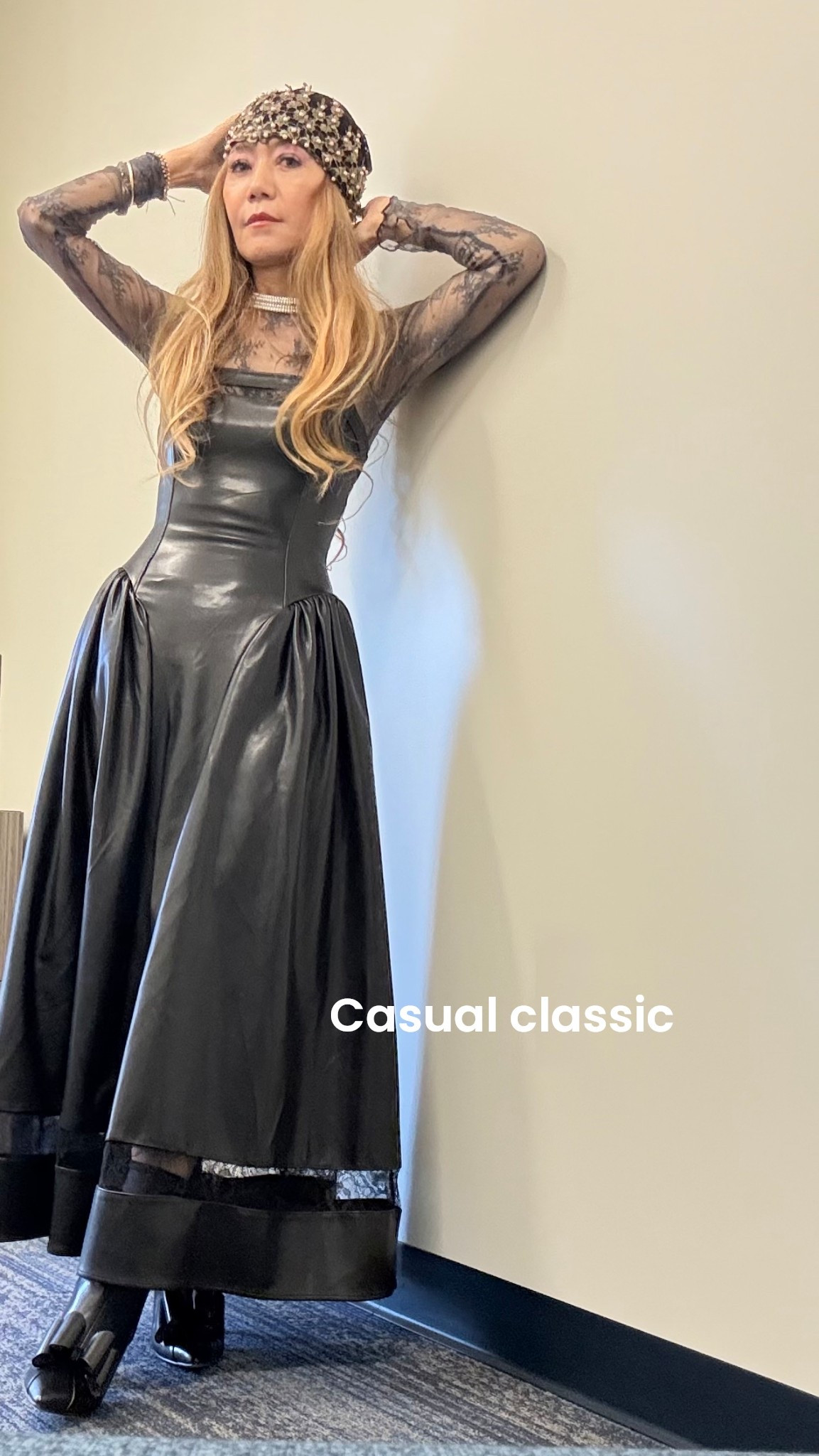 If you like leather, this long black dress is a must! I love the way it cut through and of course insert with lace to bring romance out. Follow me more 🙏🏻 #bringromance 

#LTKootd #LTKHoliday