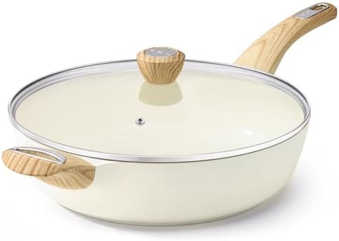 SENSARTE Ceramic Nonstick Frying Pan Skillet with Lid, 12 Inch Large Deep Frying Pan, 5 Qt Saute ... | Amazon (US)