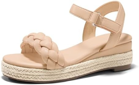 Coutgo Girls Platform Sandals Espadrille Braid Open Toe Ankle Strap Wedge Sandals Summer Dress Sh... | Amazon (US)