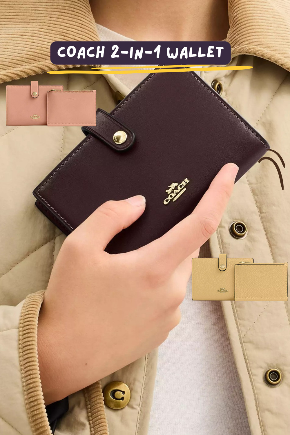 Coach 2-In-1 Wallet in Dark Brown
✨ Classic Luxury Everyday Wallet ✨

✔ Premium smooth leather
✔ Elegant gold hardware
✔ Compact but spacious interior
✔ Easy everyday styling
✔ Perfect gift recommendation 🎁

A wallet you will use every single day — stylish, practical, and effortlessly chic. ✨ 

 #LTKover50style #LTKstyletip #LTKgiftguide