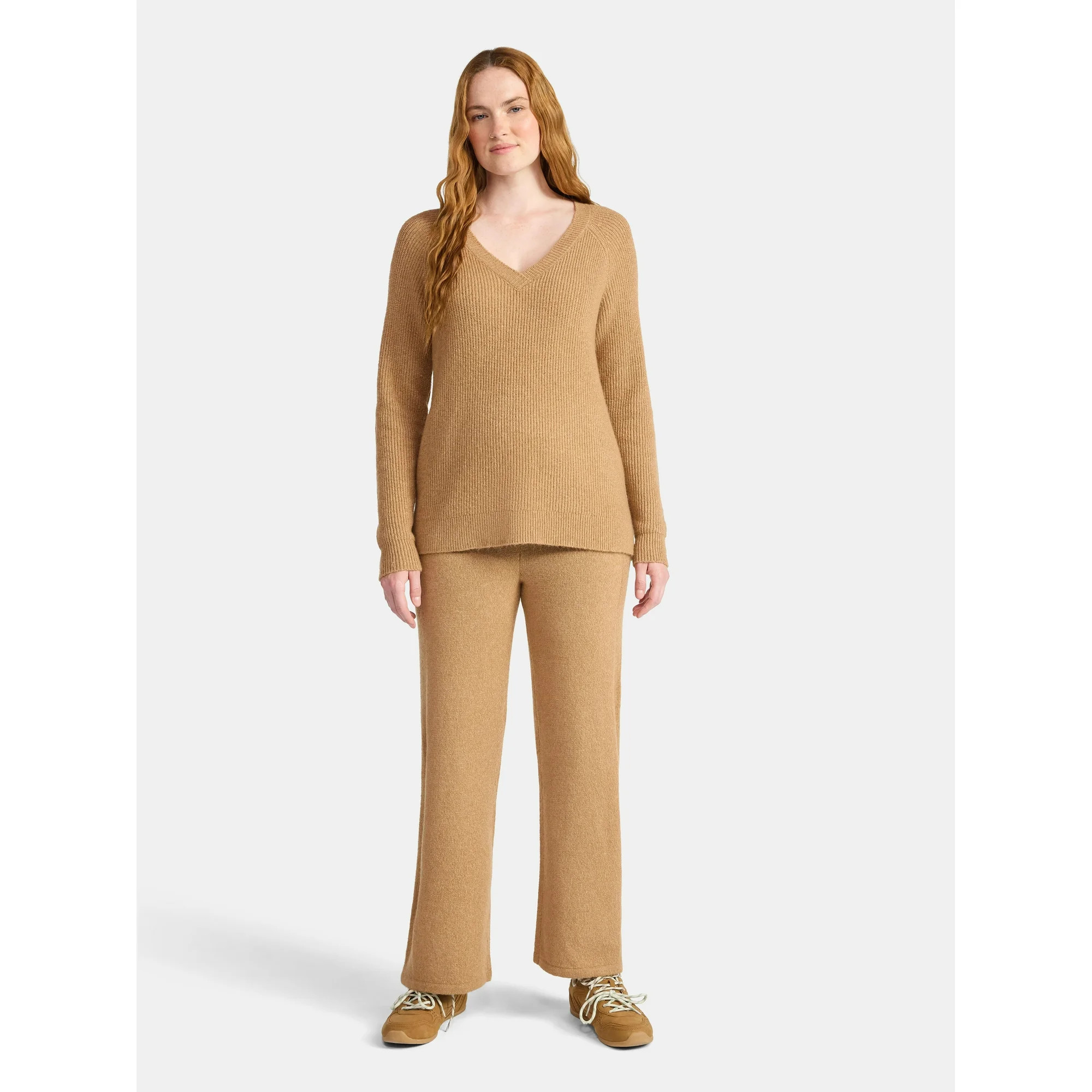 Time and Tru Women’s V Neck Sweater and Pants Set, 2-Piece, Sizes XS-XXXL | Walmart (US)