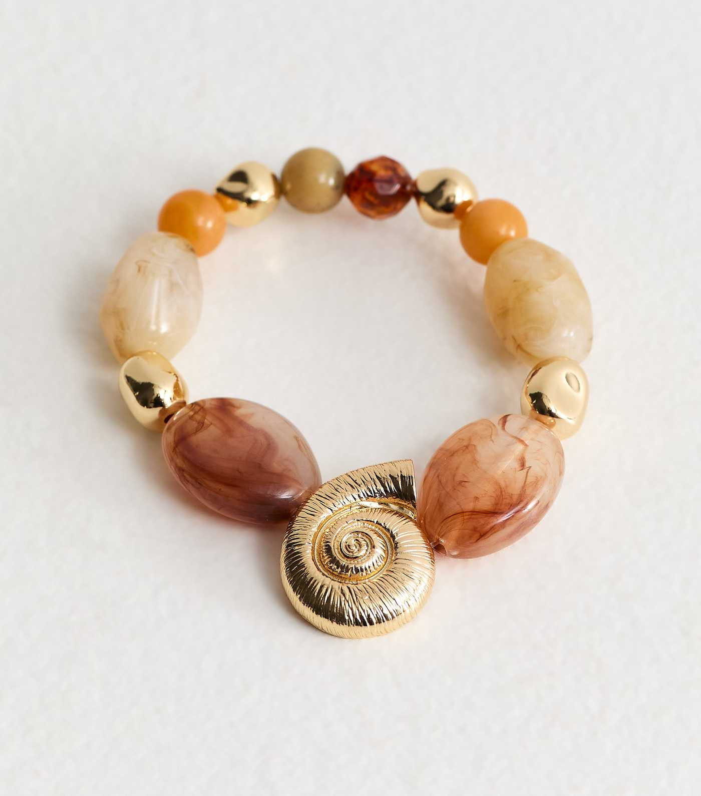 Brown Resin and Gold Shell Bracelet | New Look | New Look (UK)