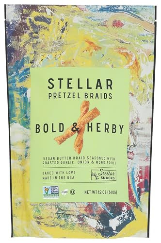 Stellar Snacks Pretzel Braids, 12 OZ Large Bag - Vegan, Kosher, Non-GMO Rods, Twists, Sticks (12 Oz, Bold & Herby) | Amazon (US)