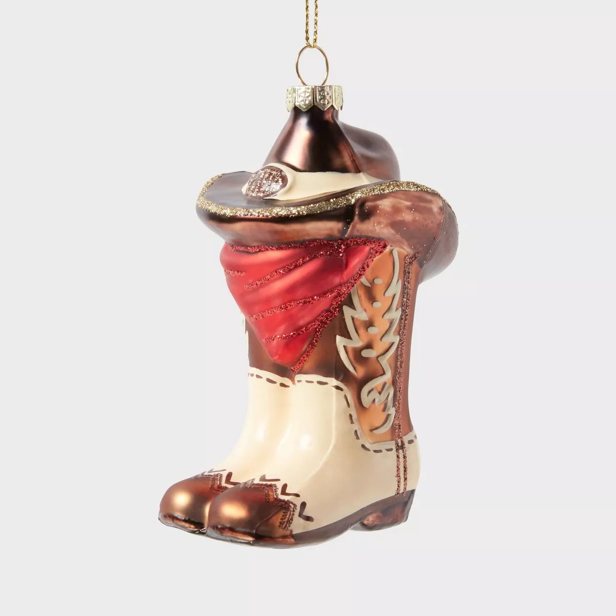Glass Cowboy Hat and Boots Christmas Tree Ornament Brown - Wondershop™ | Target