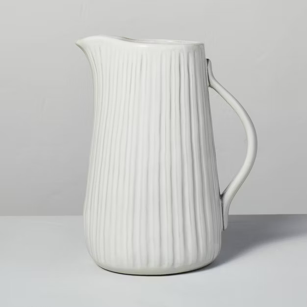 81oz Fluted Stoneware Pitcher Sour Cream - Hearth & Hand™ with Magnolia | Target