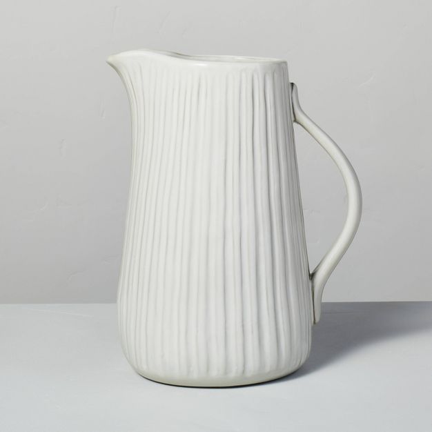 81oz Fluted Stoneware Pitcher Sour Cream - Hearth & Hand™ with Magnolia | Target