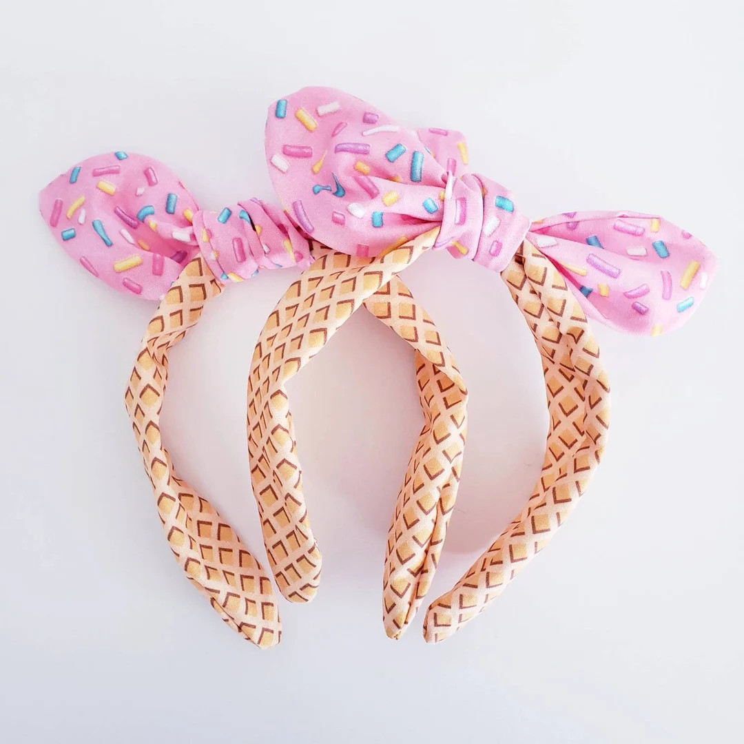 1 Ice Cream Headband / Sprinkles Bow / Birthday Knotty Bow / Knotted Bow One Size Fits Most / for... | Etsy (US)