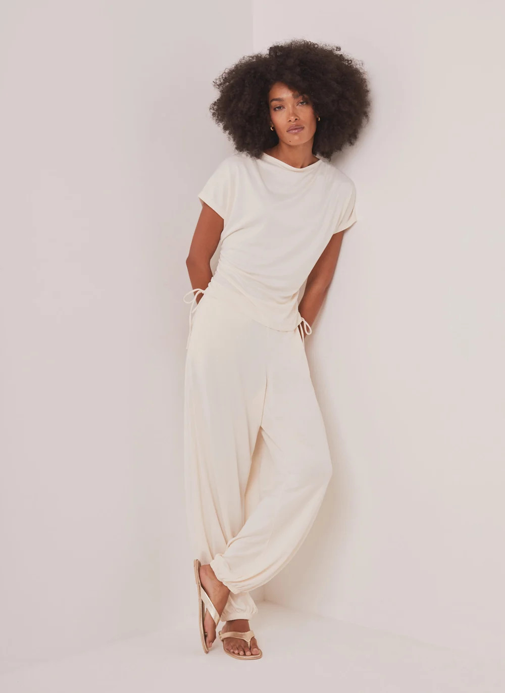 Cream Jersey Balloon Trousers | Mint Velvet