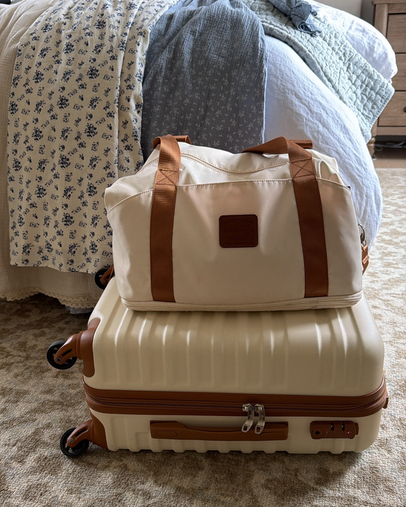 My matching 3-piece luggage set has held up incredibly well and kept clean after countless trips and is under $90 on Amazon right now!! 

We got a matching set in black for my husband too! 

PS I'm an "unpack immediately and no one get in my way until the bags are put away" kind of gal- anyone else?? 😅

#LTKTravel #LTKHome