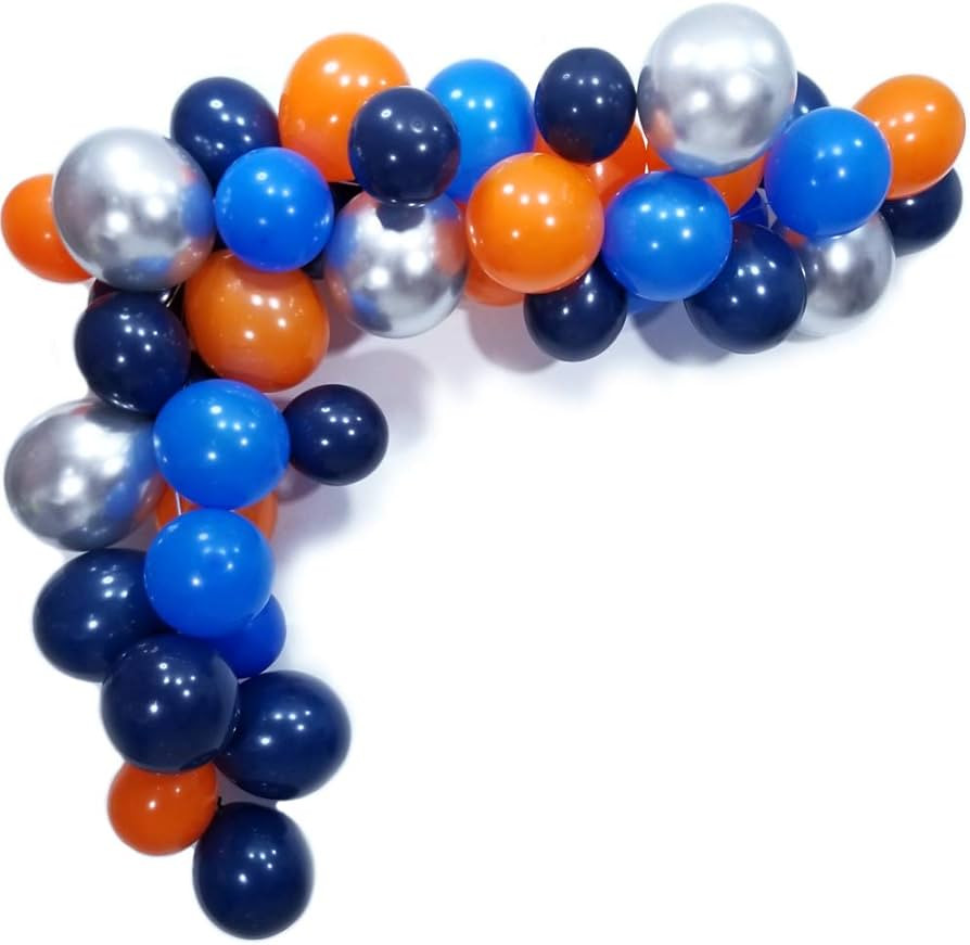 Space Balloons party 70 Pack,Royal Navy Blue,Orange,Blue Latex Balloons and12inch Metallic Silver... | Amazon (US)