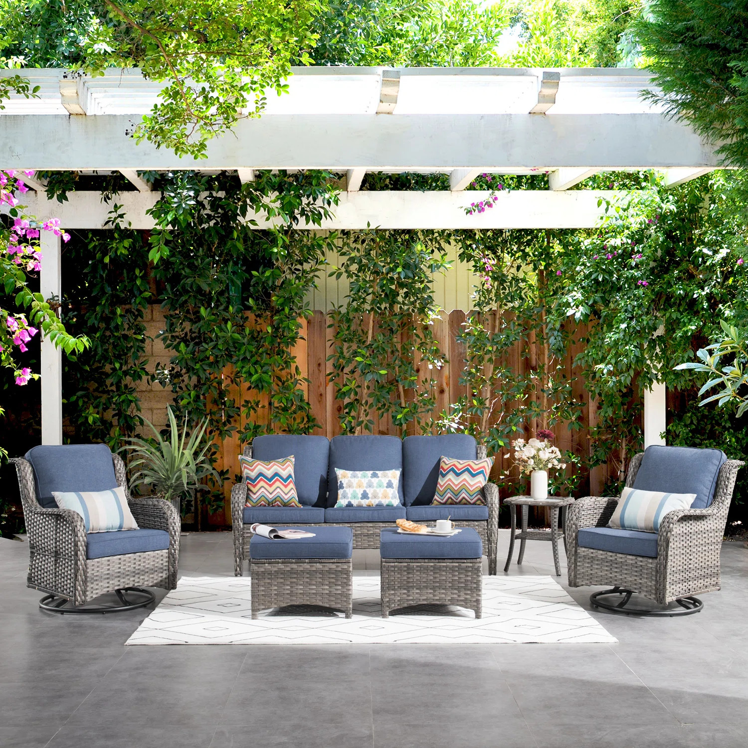 Tommy 6 Piece Wicker/Rattan Sofa Seating Group with Cushions | Wayfair North America