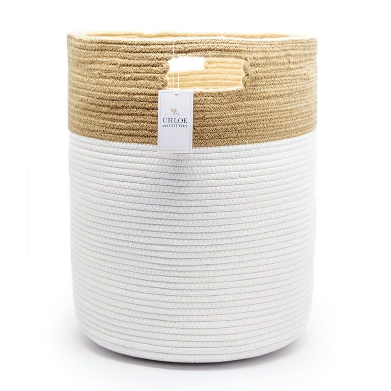 Chloe and Cotton XL Woven Rope Laundry Hamper, 19" x 16",  White Jute | Walmart (US)