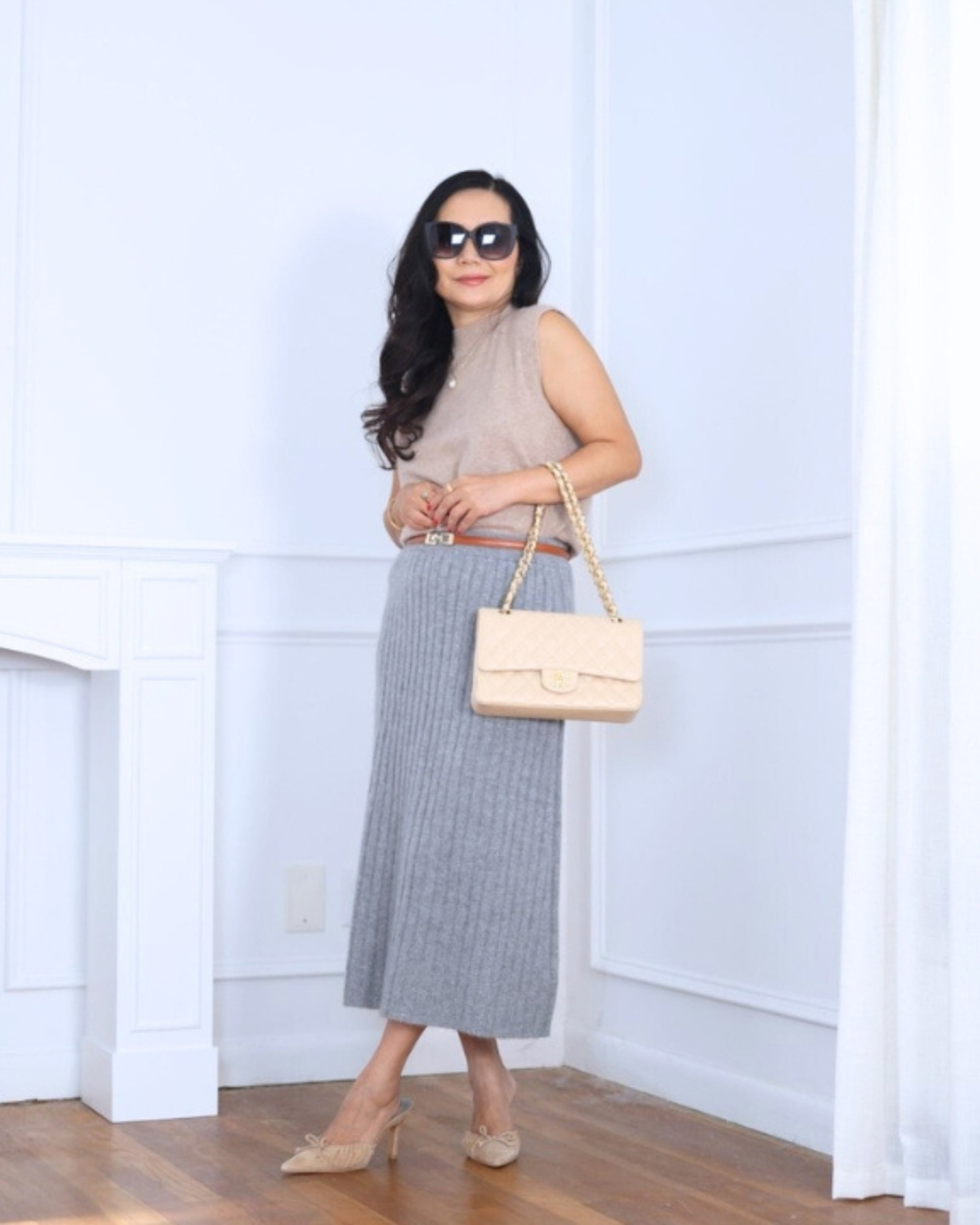 Cozy yet refined — I’m wearing a mock neck top and a cashmere midi skirt from Quince. This combo feels effortlessly elegant and perfect for those days when you want comfort without giving up style. I’m 5’2, wearing size S.

#LTKStyleTip #LTKPetite #LTKOver40