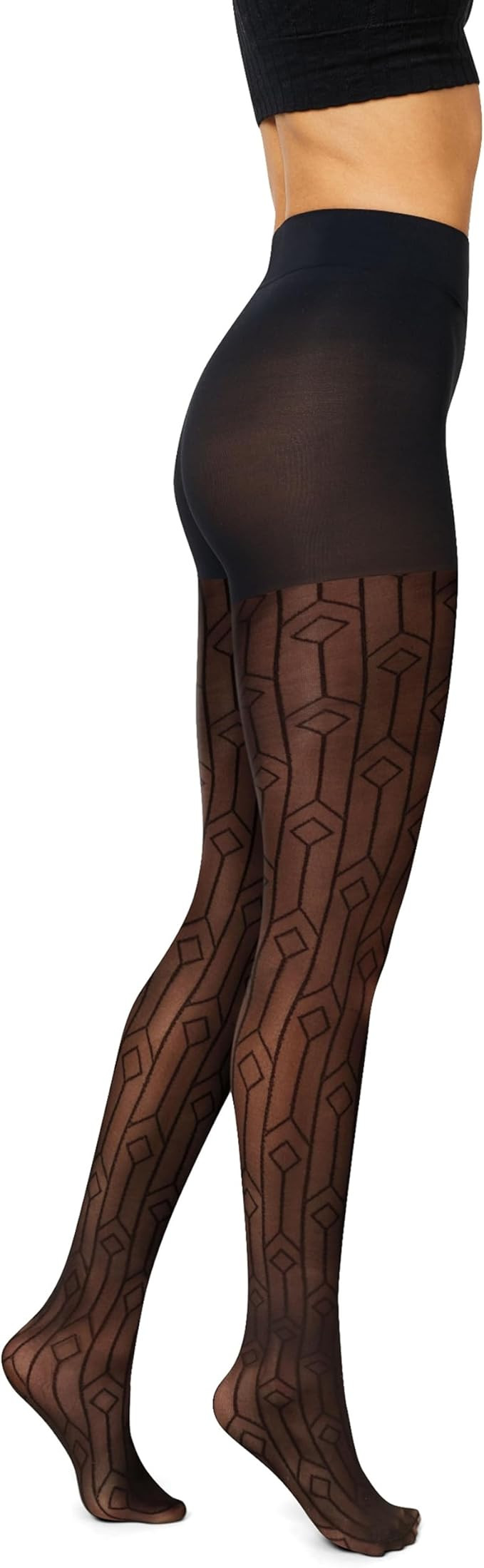 Hanes Women's EcoSmart Fashion Sheer Art Deco, Control Top, Sheer Toe, Tights | Amazon (US)