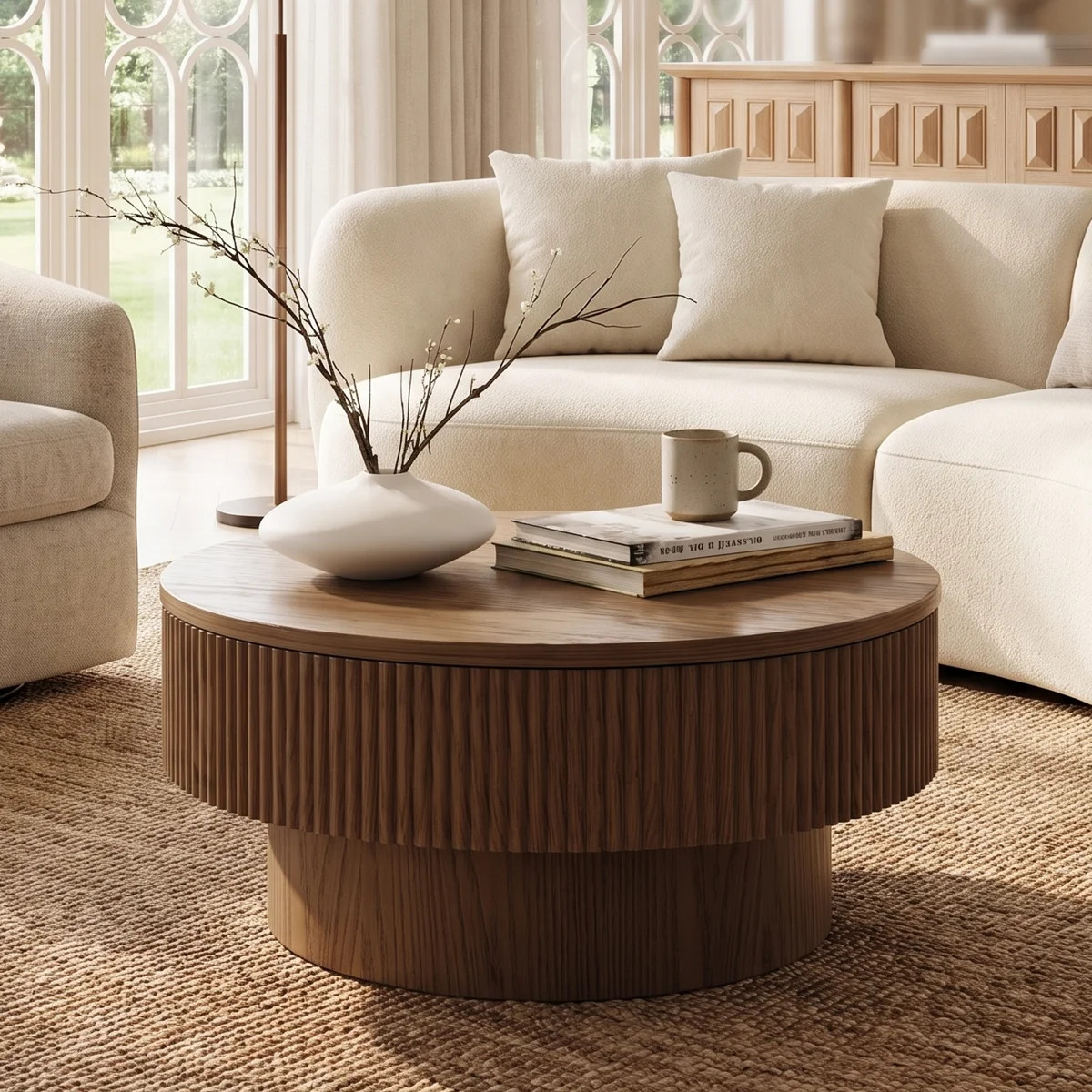 Round Drum Coffee Table with Storage | Wayfair North America