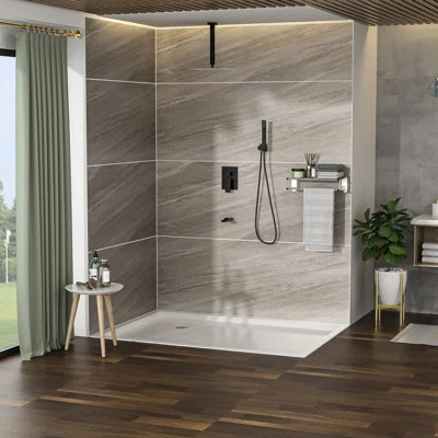 Shower System With Tub Spout & 59" Hose - Stainless 16 Inch Waterfall Easy Installation Bronze | Wayfair North America