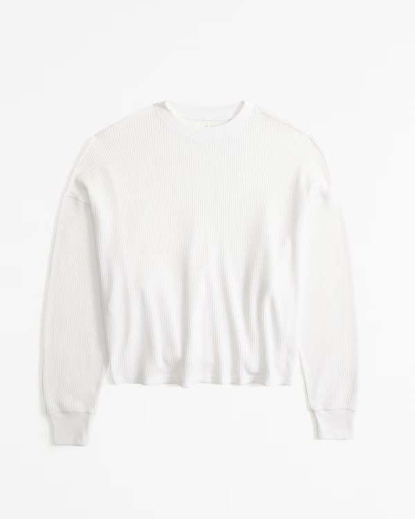 Long-Sleeve Oversized Waffle Tee | Abercrombie & Fitch (US)