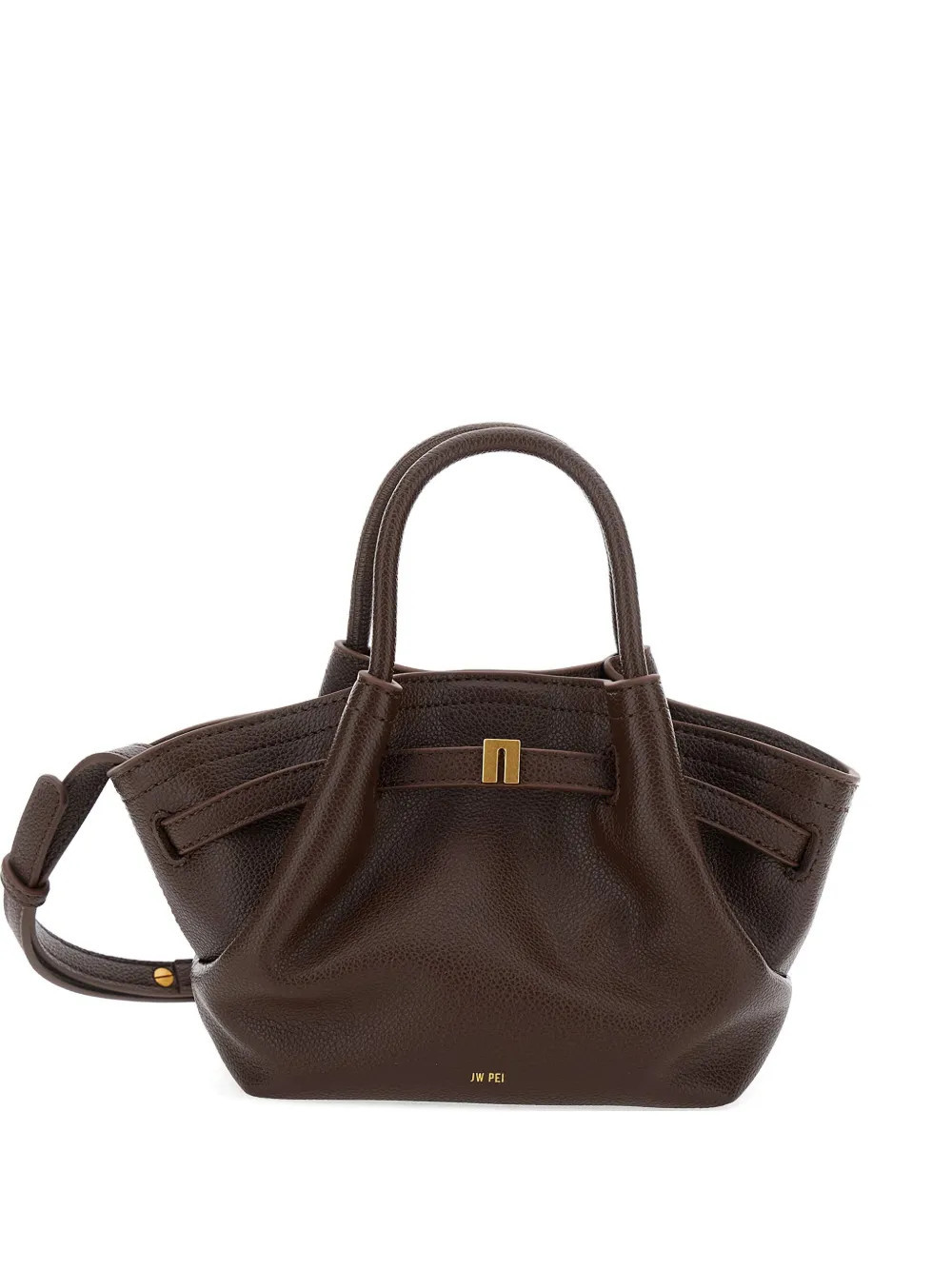 JW Pei mini Hana pleated clasp tote bag - Brown | Farfetch Global