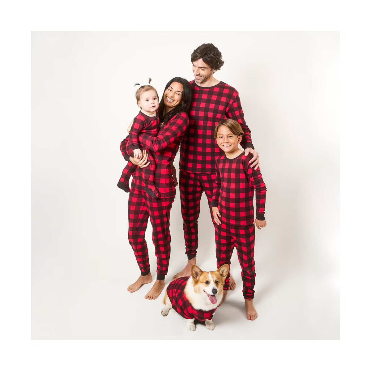 Leveret Kids Footed Cotton Matching Family Christmas Pajama Plaid Black & Red 6-12 Month | Target
