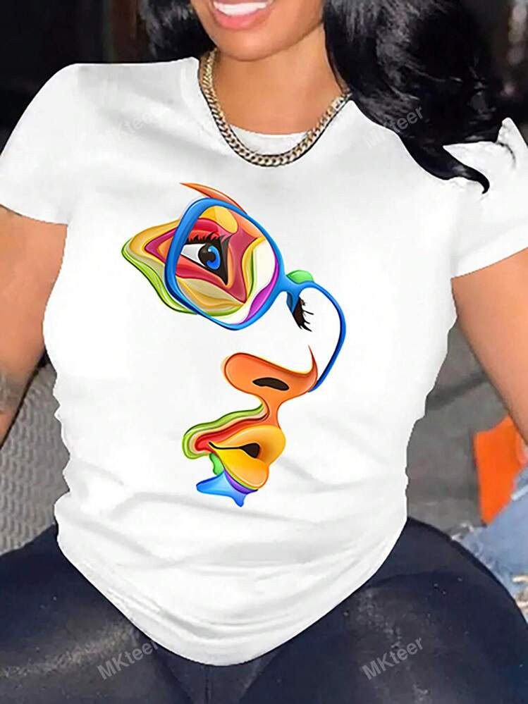 Black Queen Afro  Dripping Art Women's Plus Casual Tee T Shirt | SHEIN