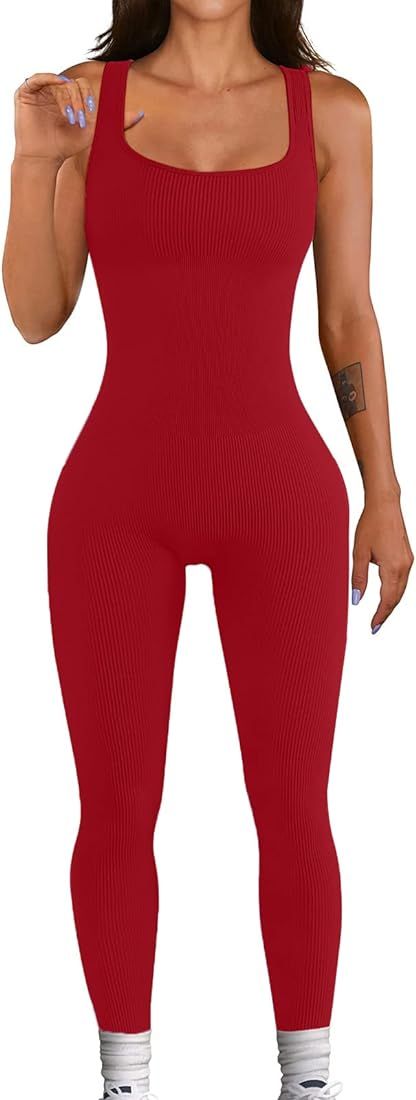 CTU Womens Sexy Bodycon Sleeveless Jumpsuit Tank Tops High Waist Long Pants Yoga Ribbed Romper Cl... | Amazon (US)