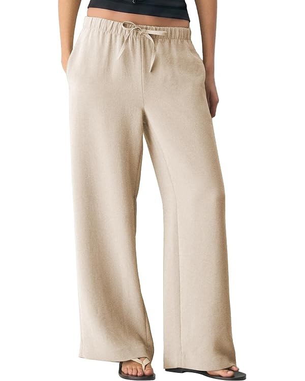 Hixiaohe Wide Leg Crepe Pants Women High Waisted Lounge Palazzo Pants Wrinkle Free Drawstring Wor... | Amazon (US)
