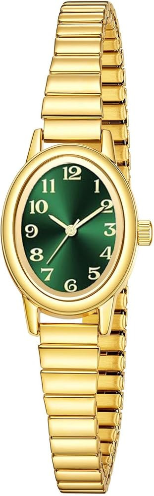 ADSBIAOYE Small Gold Watches for Women Vintage Oval Arabic Numerals Easy to Read Ladies Analog Wa... | Amazon (US)