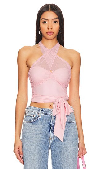Charlize Halter Top in Light Pink | Revolve Clothing (Global)