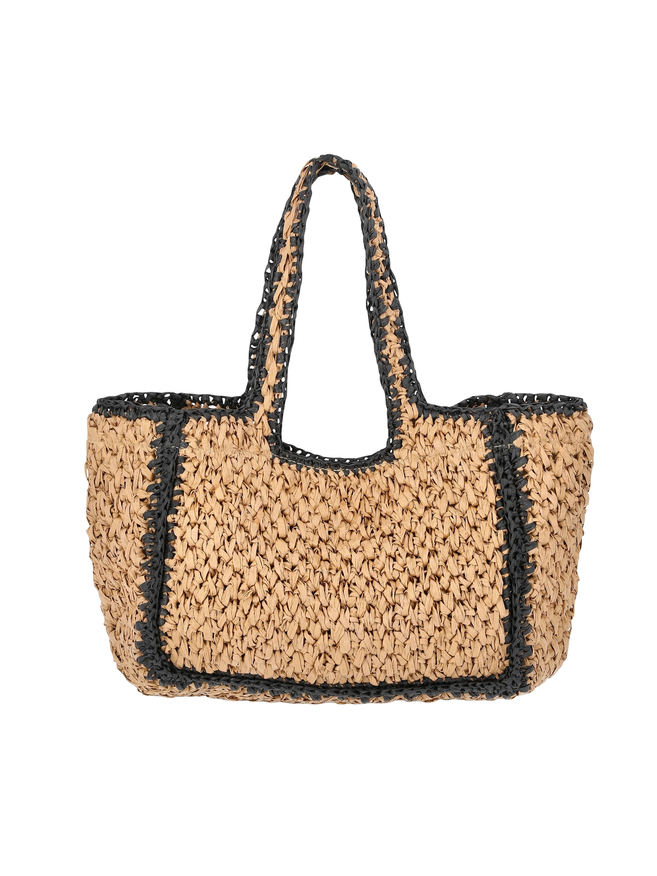 Time and Tru Women's Straw Border Mini Tote, Natural | Walmart (US)