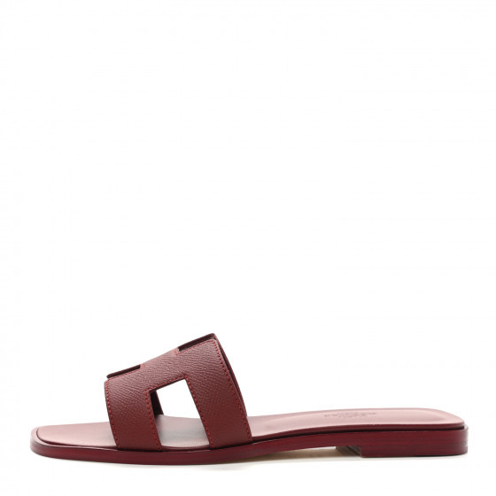 HERMES Epsom Oran Sandals 36 Rouge H | FASHIONPHILE (US)