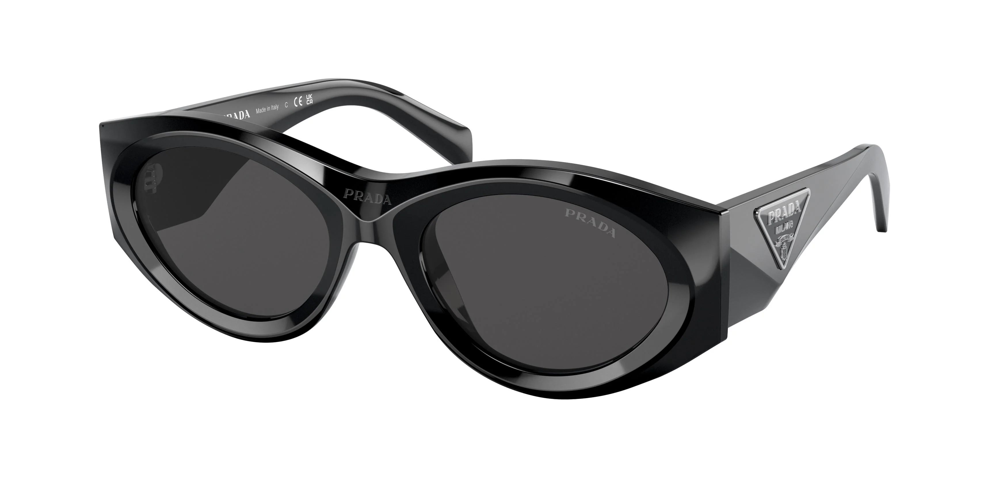 Prada 20ZS Sunglasses 1AB5S0 - Black - Dark Grey Women Black Oval | Designer Optics